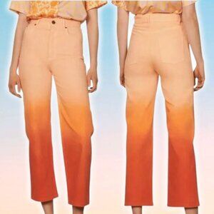 NWT SANDRO Gradient Effect Straight Leg Jean Sz 2 Orange